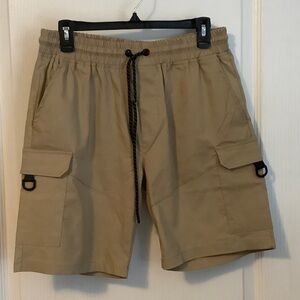 Kids Tan Cargo Shorts with Drawstring